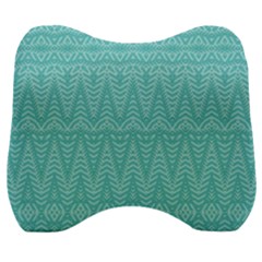 Boho Teal Pattern Velour Head Support Cushion by SpinnyChairDesigns