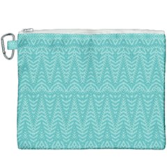 Boho Teal Pattern Canvas Cosmetic Bag (xxxl) by SpinnyChairDesigns