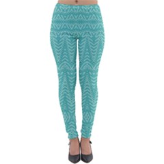 Boho Teal Pattern Lightweight Velour Leggings by SpinnyChairDesigns