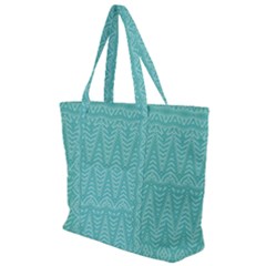 Boho Teal Pattern Zip Up Canvas Bag by SpinnyChairDesigns