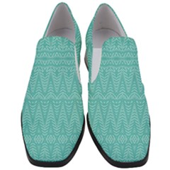 Boho Teal Pattern Women Slip On Heel Loafers by SpinnyChairDesigns