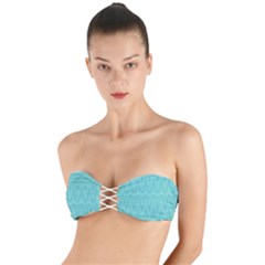 Boho Teal Pattern Twist Bandeau Bikini Top by SpinnyChairDesigns