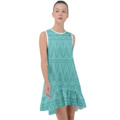 Boho Teal Pattern Frill Swing Dress by SpinnyChairDesigns