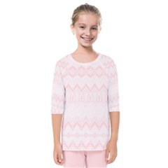 Boho Pastel Pink Pattern Kids  Quarter Sleeve Raglan Tee