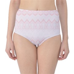 Boho Pastel Pink Pattern Classic High-Waist Bikini Bottoms