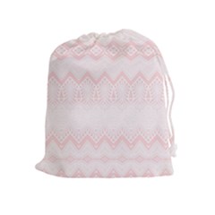 Boho Pastel Pink Pattern Drawstring Pouch (XL)