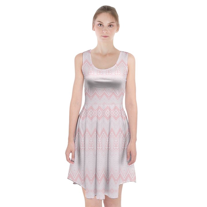 Boho Pastel Pink Pattern Racerback Midi Dress