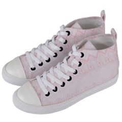 Boho Pastel Pink Pattern Women s Mid-top Canvas Sneakers by SpinnyChairDesigns