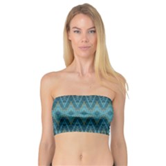 Boho Teal Blue Pattern Bandeau Top by SpinnyChairDesigns