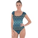 Boho Teal Blue Pattern Short Sleeve Leotard  View1