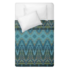 Boho Teal Blue Pattern Duvet Cover Double Side (single Size) by SpinnyChairDesigns