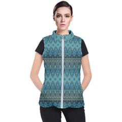 Boho Teal Blue Pattern Women s Puffer Vest by SpinnyChairDesigns