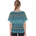 Boho Teal Blue Pattern V-Neck Dolman Drape Top View2