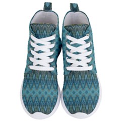 Boho Teal Blue Pattern Women s Lightweight High Top Sneakers by SpinnyChairDesigns