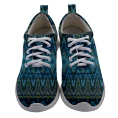 Boho Teal Blue Pattern Athletic Shoes by SpinnyChairDesigns