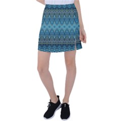 Boho Teal Blue Pattern Tennis Skirt by SpinnyChairDesigns