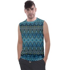 Boho Teal Blue Pattern Men s Regular Tank Top by SpinnyChairDesigns