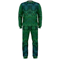 Boho Emerald Green And Blue  Onepiece Jumpsuit (men)  by SpinnyChairDesigns