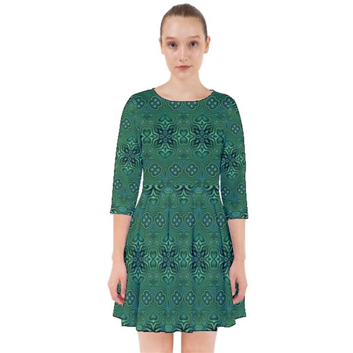 Boho Emerald Green and Blue  Smock Dress