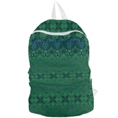 Boho Emerald Green And Blue  Foldable Lightweight Backpack by SpinnyChairDesigns