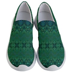 Boho Emerald Green And Blue  Women s Lightweight Slip Ons by SpinnyChairDesigns