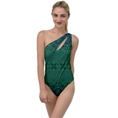 Boho Emerald Green And Blue  To One Side Swimsuit by SpinnyChairDesigns