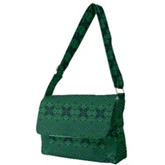 Boho Emerald Green And Blue  Full Print Messenger Bag (s) by SpinnyChairDesigns