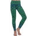 Boho Emerald Green and Blue  Kids  Lightweight Velour Classic Yoga Leggings View1