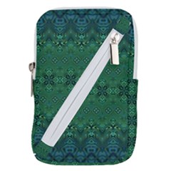 Boho Emerald Green And Blue  Belt Pouch Bag (large) by SpinnyChairDesigns