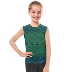 Boho Emerald Green And Blue  Kids  Mesh Tank Top by SpinnyChairDesigns