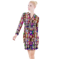 432sisters Button Long Sleeve Dress