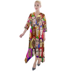 432sisters Quarter Sleeve Wrap Front Maxi Dress by Kritter