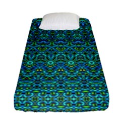 Boho Teal Green Blue Pattern Fitted Sheet (single Size) by SpinnyChairDesigns