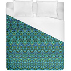 Boho Teal Green Blue Pattern Duvet Cover (california King Size) by SpinnyChairDesigns