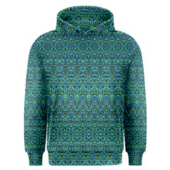 Boho Teal Green Blue Pattern Men s Overhead Hoodie