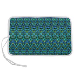 Boho Teal Green Blue Pattern Pen Storage Case (l)