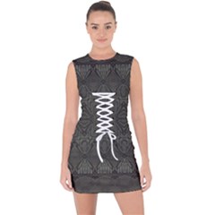 Boho Antique Bronze Pattern Lace Up Front Bodycon Dress by SpinnyChairDesigns