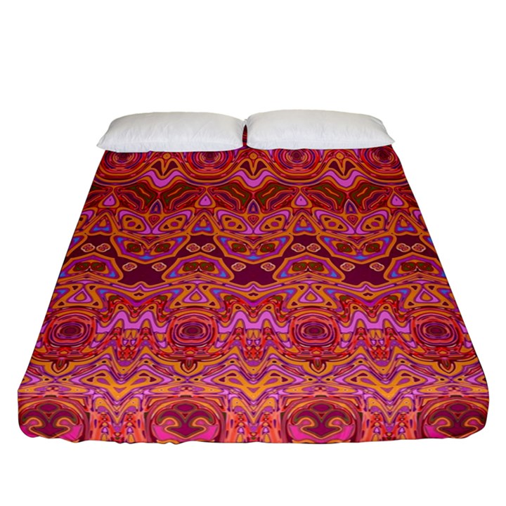 Boho Pink Pattern Fitted Sheet (Queen Size)