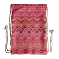 Boho Pink Pattern Drawstring Bag (large) by SpinnyChairDesigns