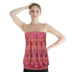 Boho Pink Pattern Strapless Top by SpinnyChairDesigns