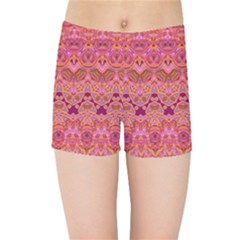 Boho Pink Pattern Kids  Sports Shorts by SpinnyChairDesigns