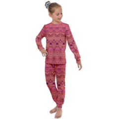 Boho Pink Pattern Kids  Long Sleeve Set  by SpinnyChairDesigns