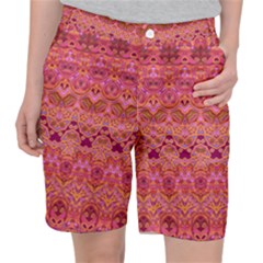 Boho Pink Pattern Pocket Shorts by SpinnyChairDesigns