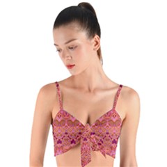 Boho Pink Pattern Woven Tie Front Bralet by SpinnyChairDesigns