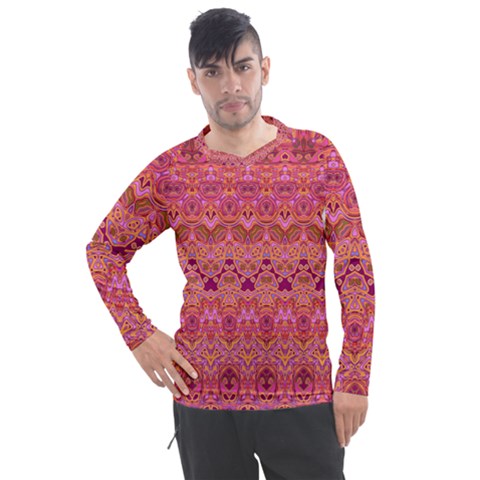 Boho Pink Pattern Men s Pique Long Sleeve Tee by SpinnyChairDesigns