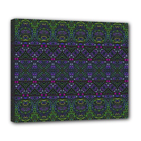 Boho Purple Green Pattern Deluxe Canvas 24  X 20  (stretched) by SpinnyChairDesigns