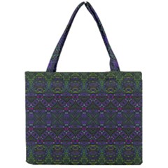 Boho Purple Green Pattern Mini Tote Bag by SpinnyChairDesigns