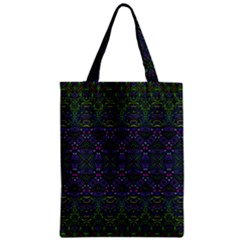 Boho Purple Green Pattern Zipper Classic Tote Bag by SpinnyChairDesigns