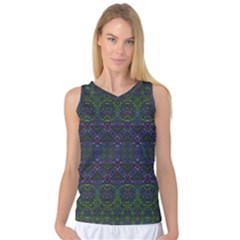 Boho Purple Green Pattern Women s Basketball Tank Top by SpinnyChairDesigns