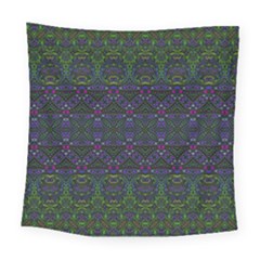 Boho Purple Green Pattern Square Tapestry (large)